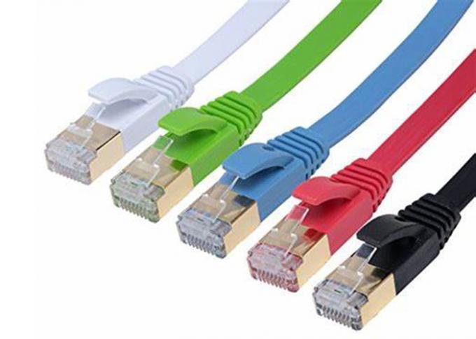 Flat RJ45 SSTP Cat 7 Network Cable 10Gbps 600Mhz 1 - 100 Meters Length